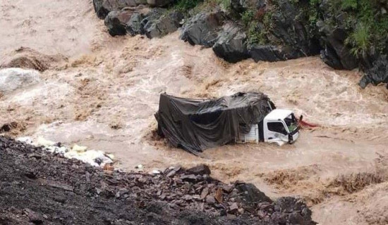 मालवाहक मिनिट्रक रडुवाखोलामा खस्यो