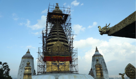 स्वयम्भूको गजुर जीर्णोद्धार सुरु