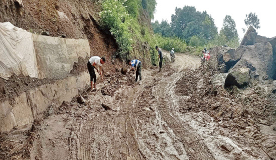 स्थानीय जुटे सडक मर्मतमा