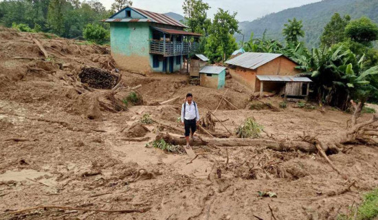 पाल्पाको कचलमा बाढीपहिरोले सात  परिवार विस्थापित