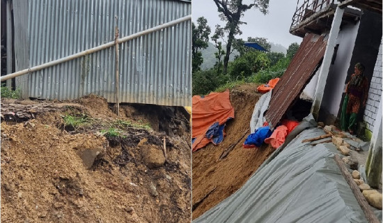 पहिरोले तीन घर जोखिममा