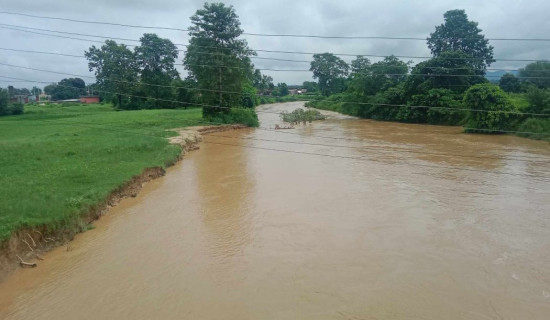 डुडुवा खोलाको कटानले गाउँ जोखिममा