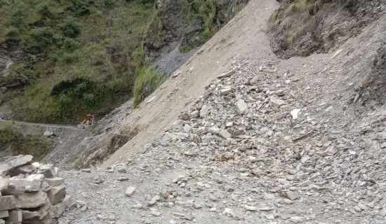 बेनी–दरवाङ सडक पहिरोले अवरुद्ध