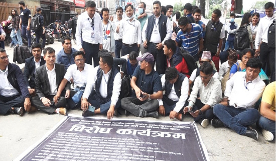 माइतीघरमा स्थानीय तहका कर्मचारीको विरोध प्रदर्शन