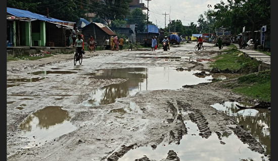 सडकको खाल्डाखुल्डीले नागरिकलाई सास्ती