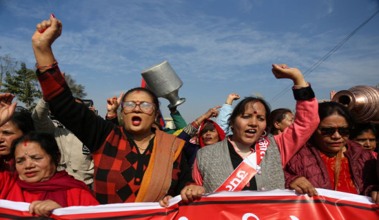 मेलम्चीको पानी छिटो ल्याउन माग गर्दै प्रदर्शन