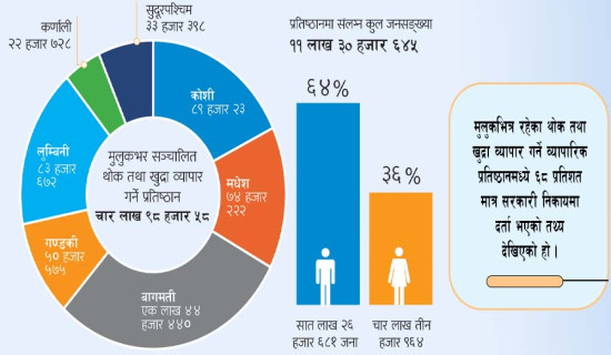 व्यापारिक प्रतिष्ठान ६८ प्रतिशत मात्रै दर्ता