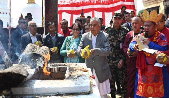 राष्ट्रपति पौडेल पूर्णाहुति पूजामा सहभागी