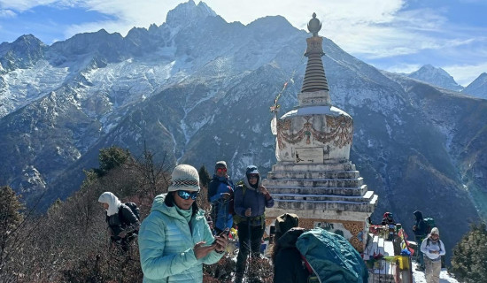 बौद्ध स्तूपमा पर्यटक