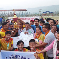 विवादका कारण नौं ओभरमा झारिएको खेलमा काठमाडौं विजयी