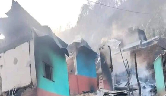 गुल्मीमा आगलागीबाट ८९ घर गोठ जले, ८३ पशु चौपाया मरे