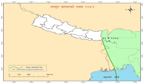 एघार दिनपछि मनसुन भित्रिने पूर्वानुमान