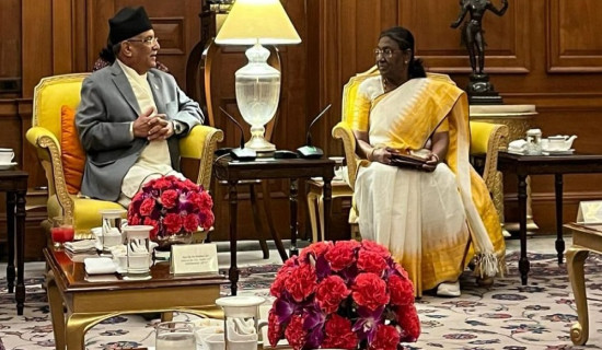 भारतका राष्ट्रपतिसँग प्रधानमन्त्री प्रचण्डको शिष्टाचार भेट