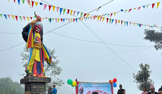 लाखेको मुकुट चित्रण गर्ने मूर्ति अनावरण