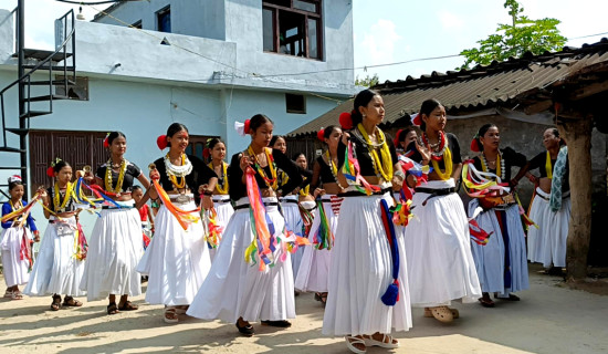 थारु गाउँमा सखियाको रौनक (फोटो फिचर)