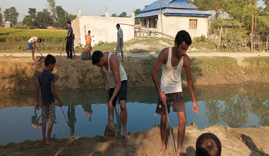 छठ पूजाका लागि घाट निर्माण