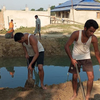 छठ पूजाका लागि घाट निर्माण