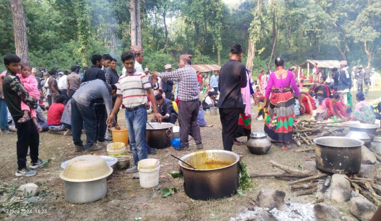 लाग्न थाल्यो वनभोज खानेको भिड