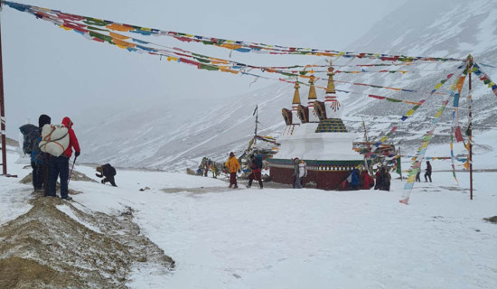 हिउँमा दुई दिन हिँडेर वडाध्यक्षसहित स्थानीय सदरमुकाममा