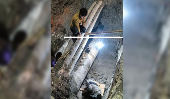 थापाथलीमा फुटेको खानेपानीको पाइप मर्मत सकियो