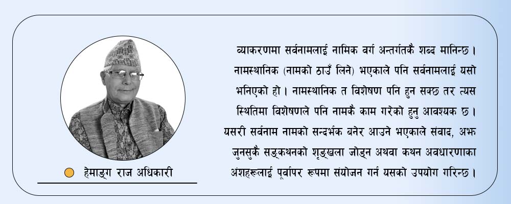 सर्वनाम र सार्वनामिक शब्द