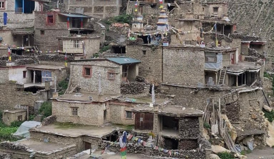 मनाङका माटाका घर जोखिममा