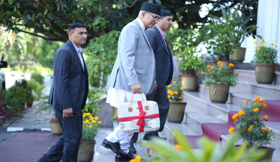 अर्थमन्त्रीको हातमा बजेटको ब्रिफकेस
