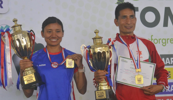 हाफ म्याराथनमा खडकबहादुर र सन्तोषी च्याम्पियन