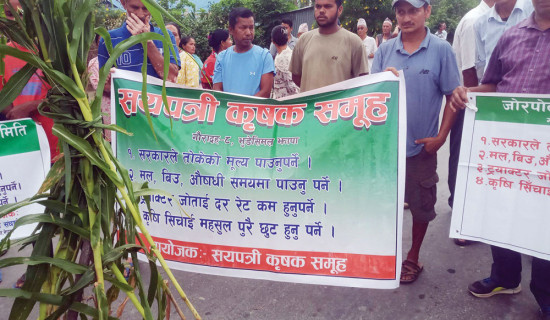 कुटोकोदालोसहित सडकमा किसान
