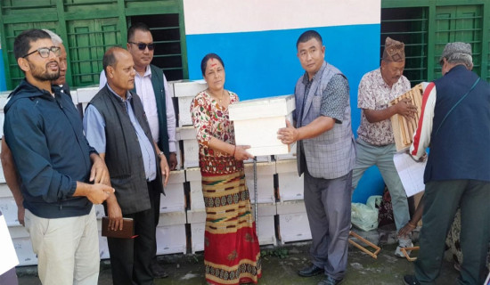 काठेखोला र तमानखोलाका कृषकलाई मौरीसहितका घार वितरण