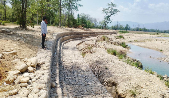 बस्ती जोगाउन झिझरी खोलामा तटबन्ध