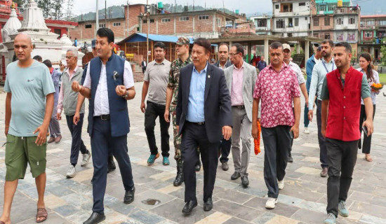 बाढीको जोखिम क्षेत्रमा उपप्रधानमन्त्री सिंहद्वारा निरीक्षण