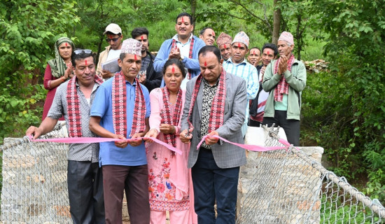 ५१ लाखको लागतमा दुई पालिका जोड्ने झोलुङ्गे पुल निर्माण