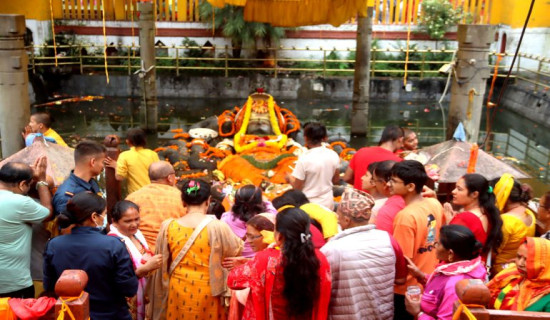बूढानीलकण्ठ मन्दिरमा भक्तजन