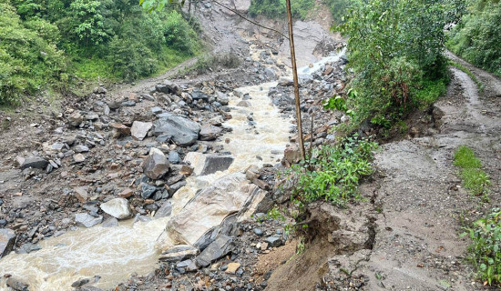 बाढीले काठेपुल बगाउँदा यातायात ठप्प