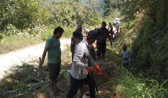 जन  श्रमदानमार्फत सडक मर्मत