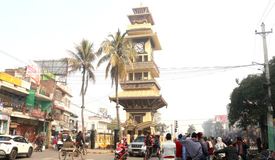 वीरगञ्जको घण्टाघरको ट्राफिक व्यवस्थापन अस्तव्यस्त !