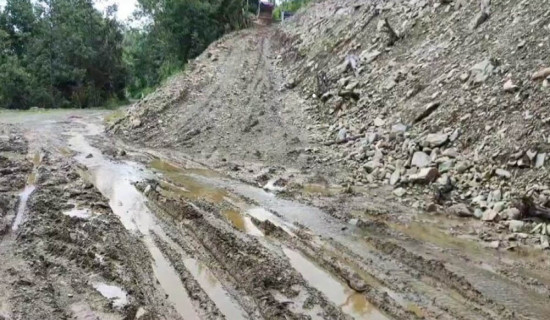 रामेछापका मूल सडकमा गाडी गुडाउनै कठिन