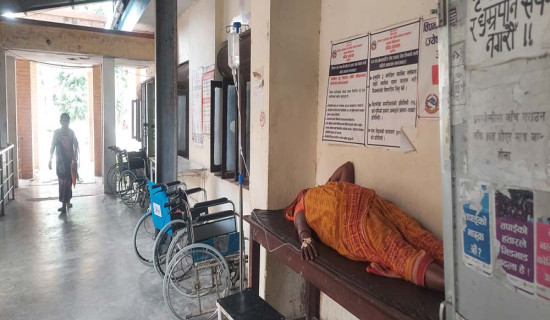 बिरामीको चाप बढेसँगै बरन्डामा उपचारमा