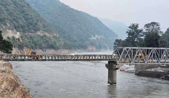 नेपाली सेनाद्वारा खुर्कोटको बेलीब्रिज मर्मत सुरु