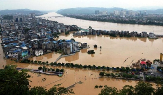 चीनमा बाढीका कारण १० को मृत्यु, ३३ जना बेपत्ता