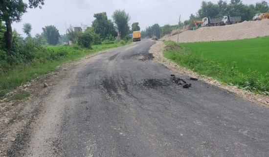 महिना दिन नपुग्दै भत्कियो कालोपत्रे सडक