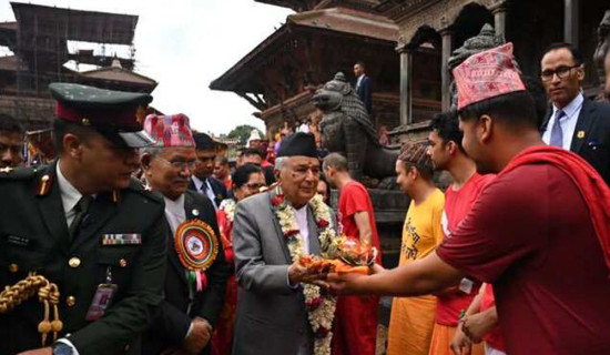 राष्ट्रपति पौडेल कृष्ण मन्दिरमा