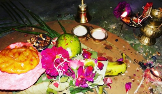 नेवार समुदायले चथा पर्व मनाउँदै