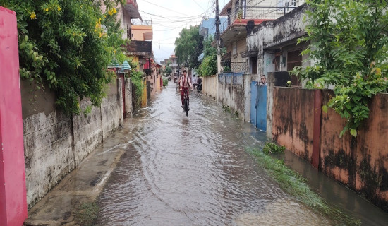 भैरहवामा भारी वर्षाले जनजीवन प्रभावित