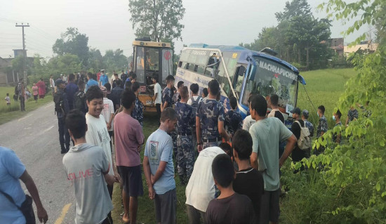 कपिलवस्तुमा बस दुर्घटना, दस जना घाइते