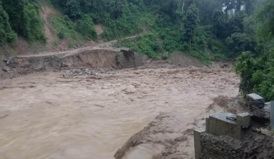 मेची करिडोरको तीन बेलीब्रिज बाढीले बगायो