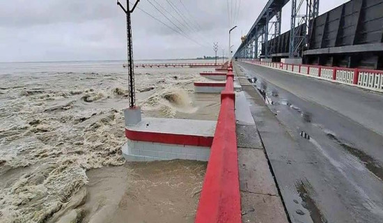 सप्तकोशीमा सन्ताउन्न वर्षयताकै तेस्रो ठुलो बाढी