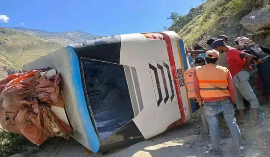 बस दुर्घटना हुँदा तीन जना घाइते
