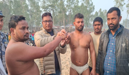 भोक्राहा नरसिंहमा कुस्तीको तयारी